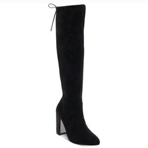 JEWEL BADGLEY MISCHKA Black Rory Jewel Heel Tall Boots Sz 6.5